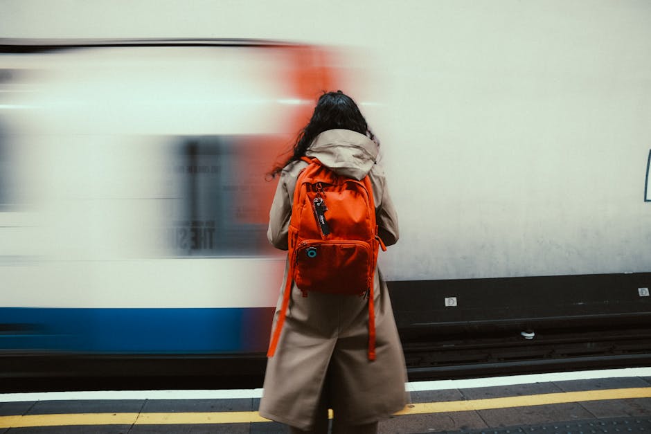 backpack on train platform