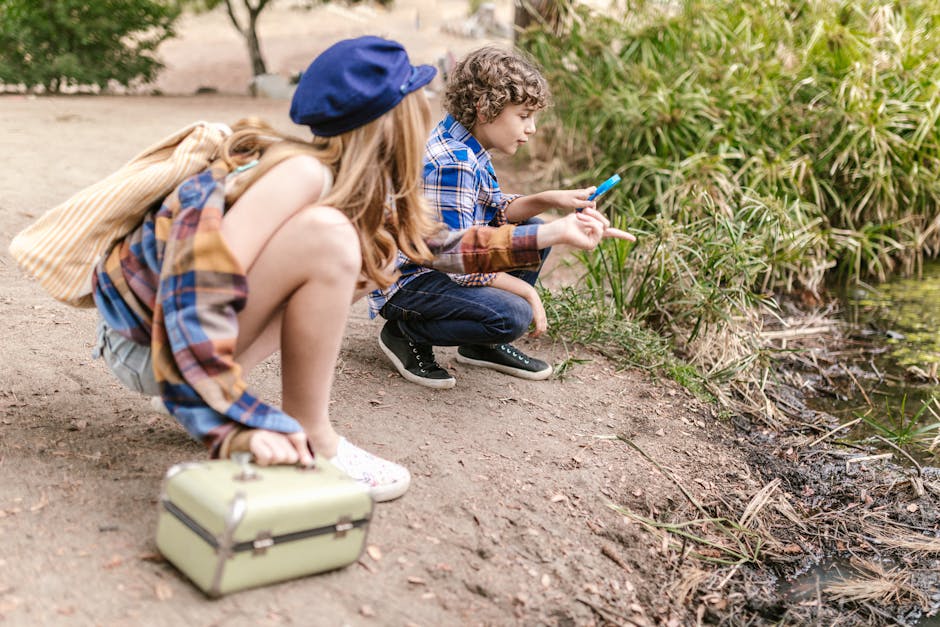 children playing with luggage