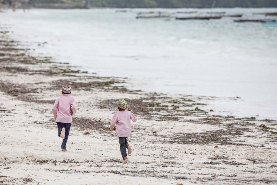 children running on beach