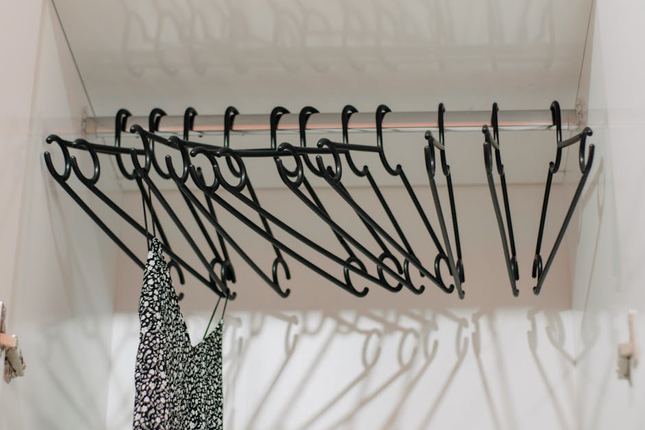 clothing hanging neatly organized in minimalist closet