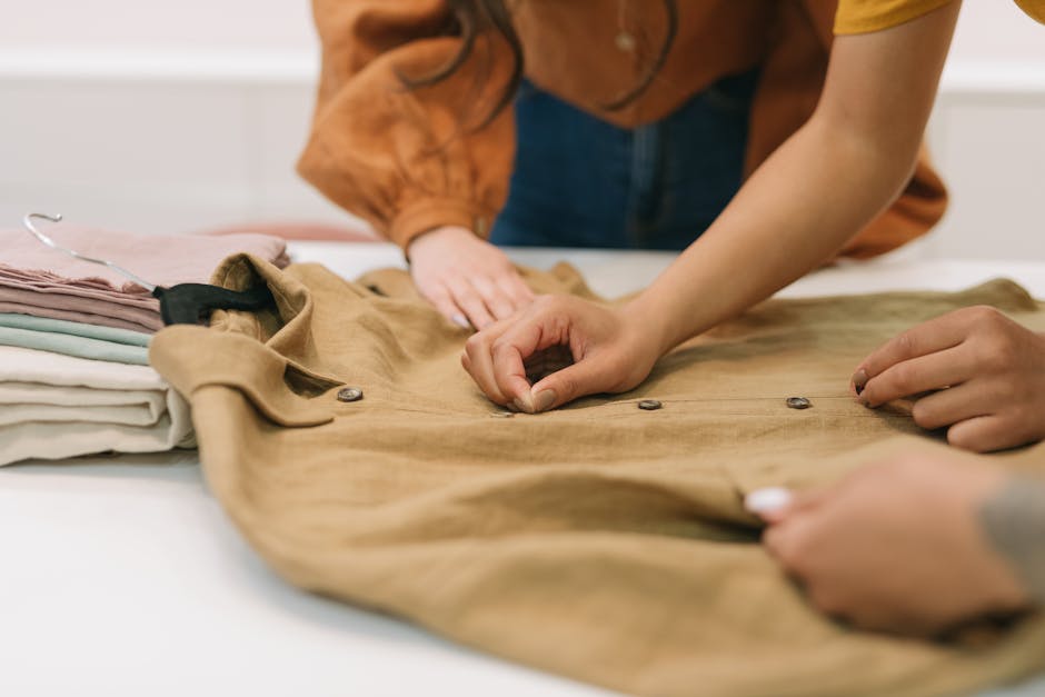 Clothing made from sustainable materials on display