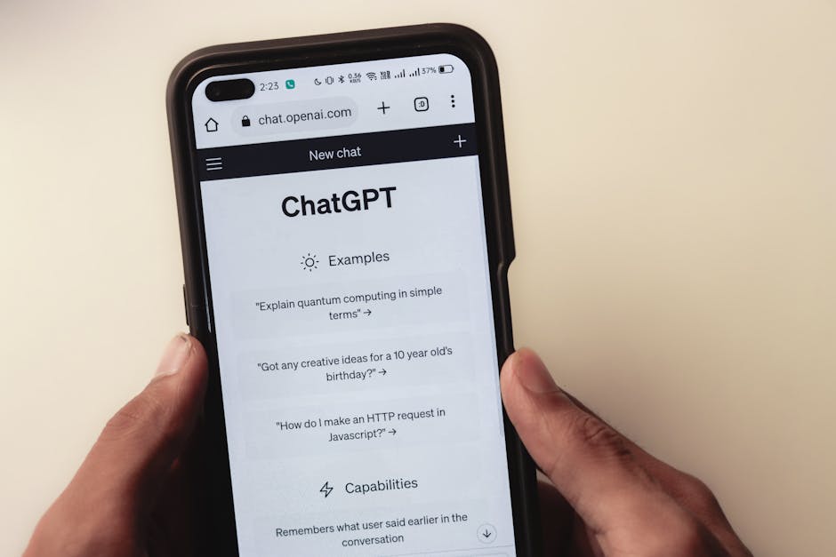 customer service chatbot on smartphone screen