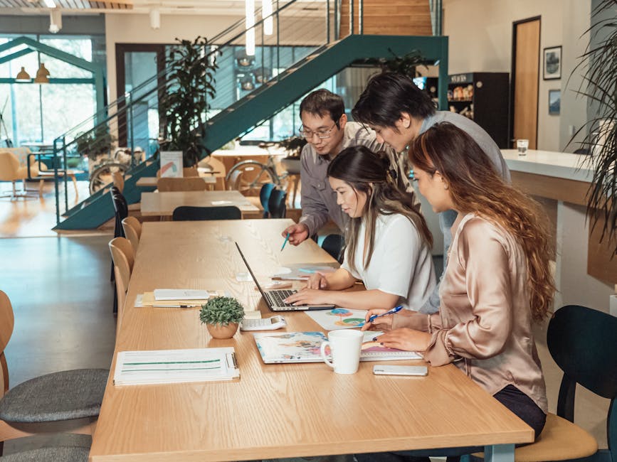 diverse group working in modern office