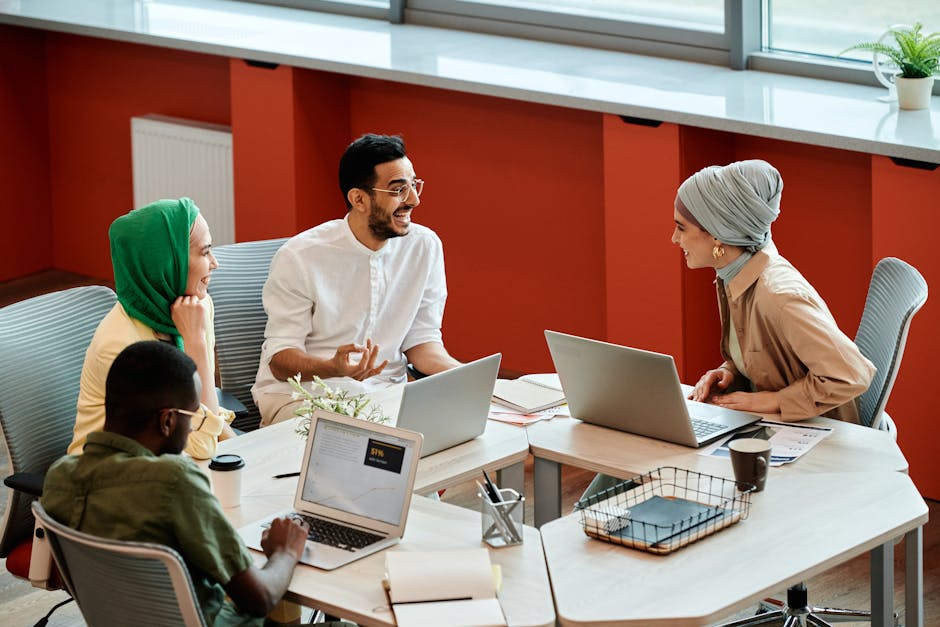 diverse people collaborating in modern office