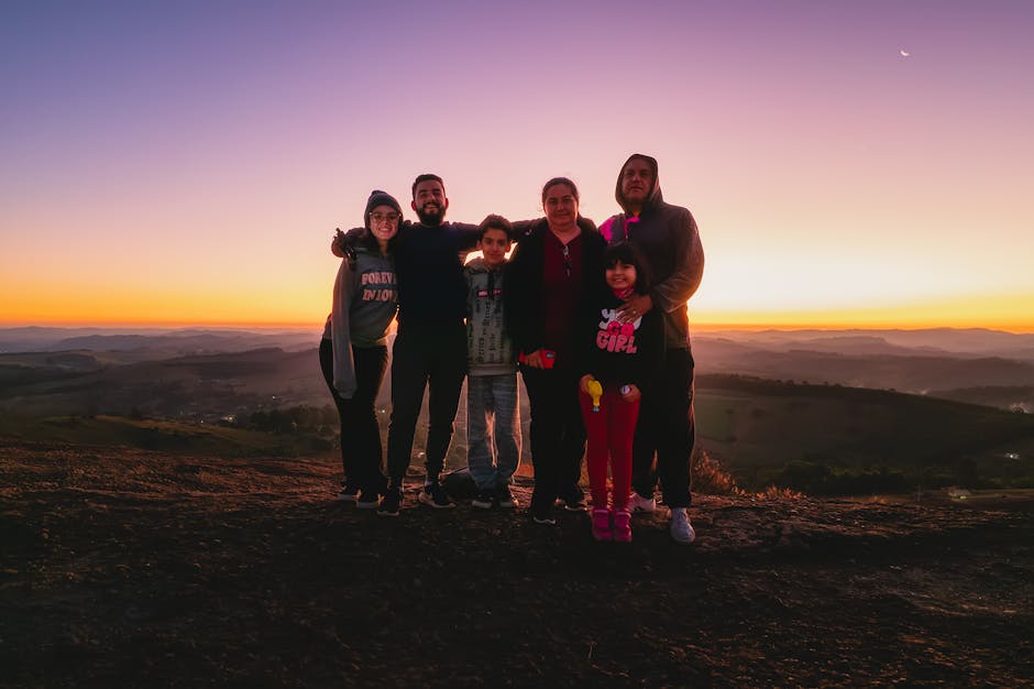 family hiking in Brazilian nature