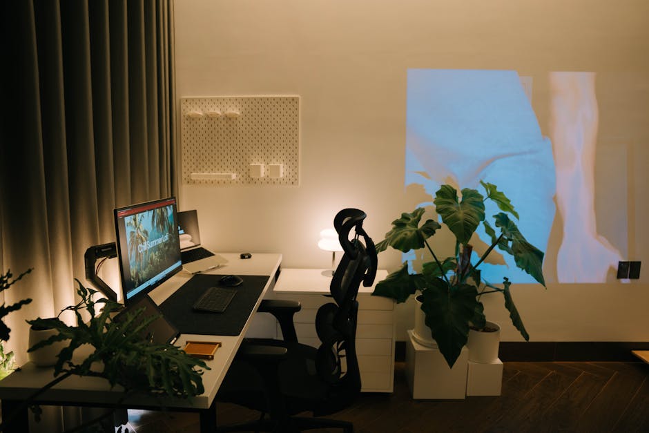 futuristic office setup with AI