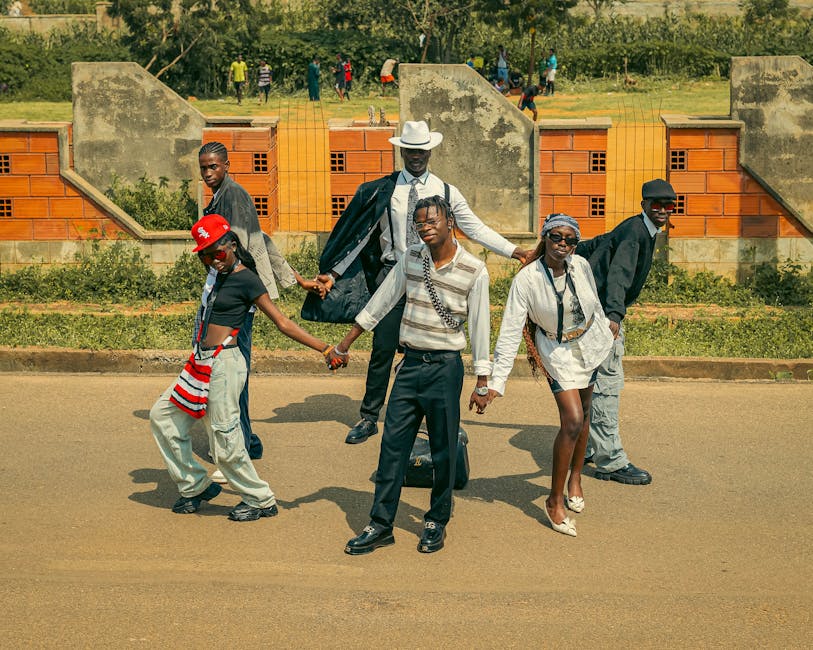 group friends urban style street photography