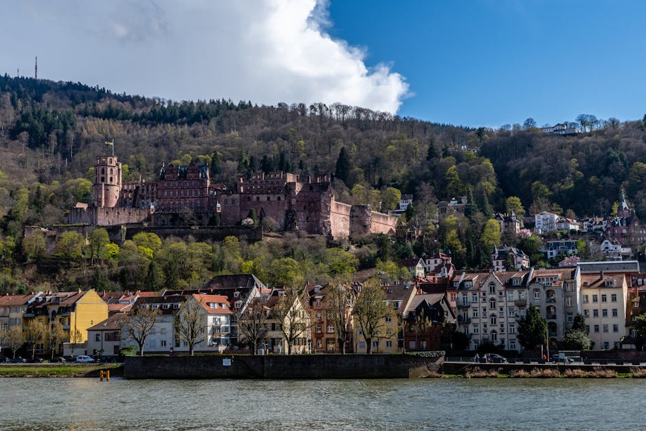 Heidelberg castle ruins overlooking Neckar river