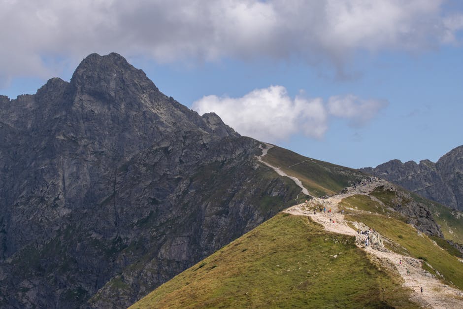 Hiking path in scenic mountains