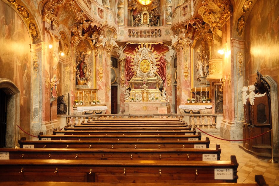 Historic church interior with gold altar