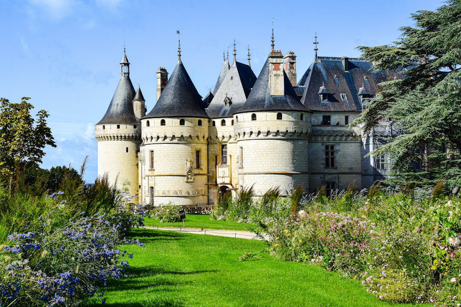 historic French castle with gardens