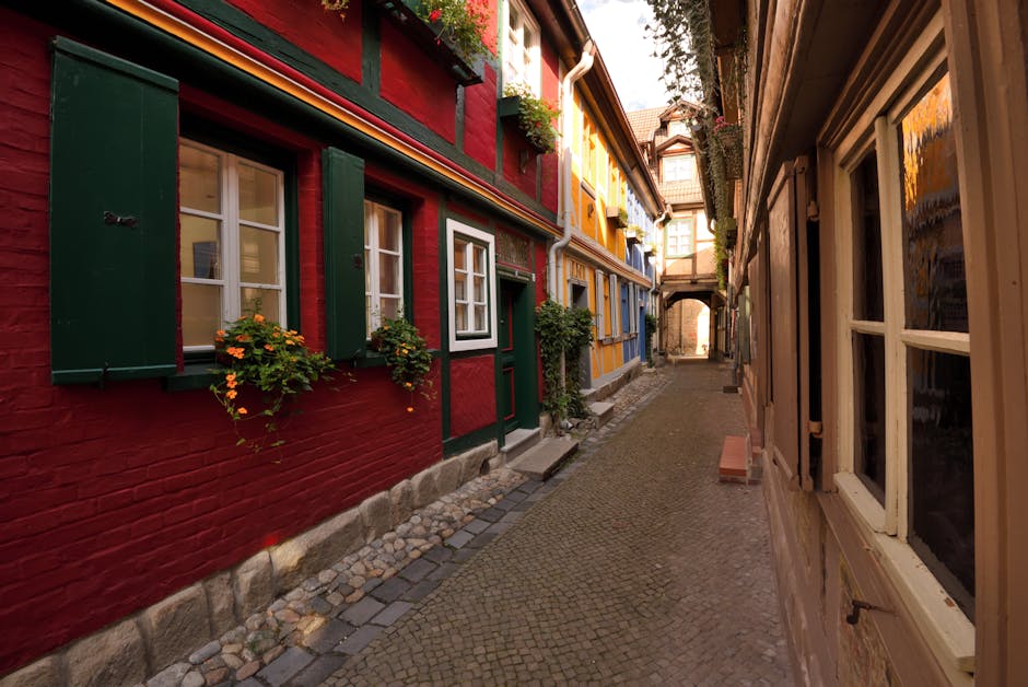 Historic German town narrow street