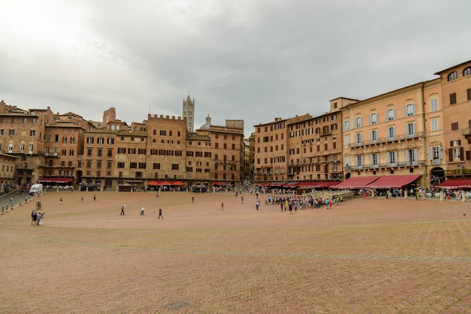 Historic medieval town square vibrant