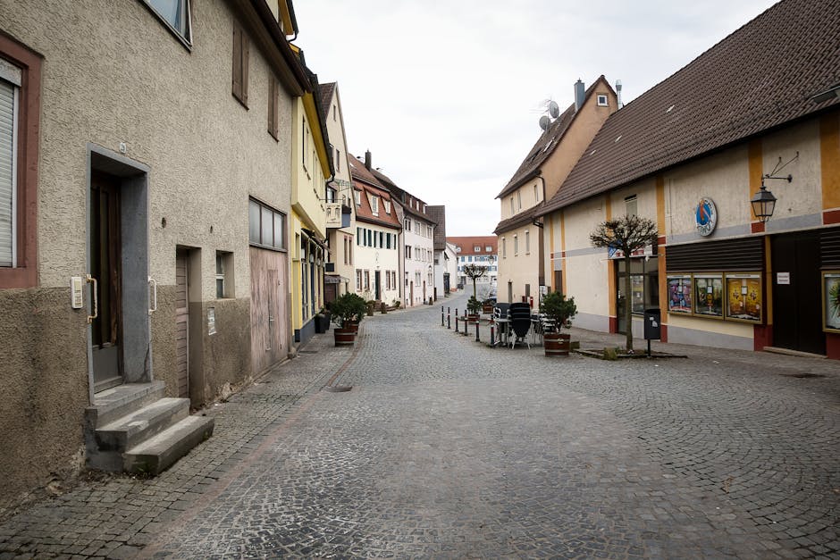 Historic small German town cobblestones