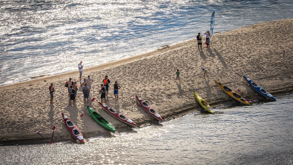 kids kayaking calm river poland