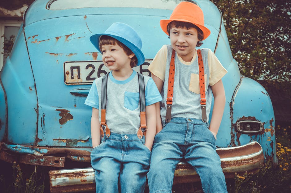 kids playing in car trip