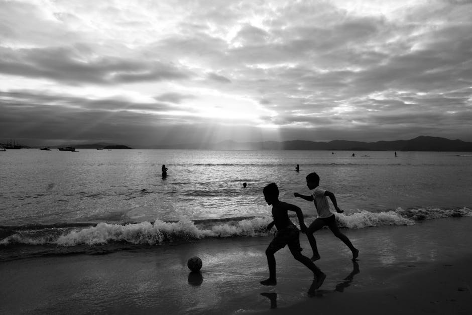 kids playing on Brazilian beach