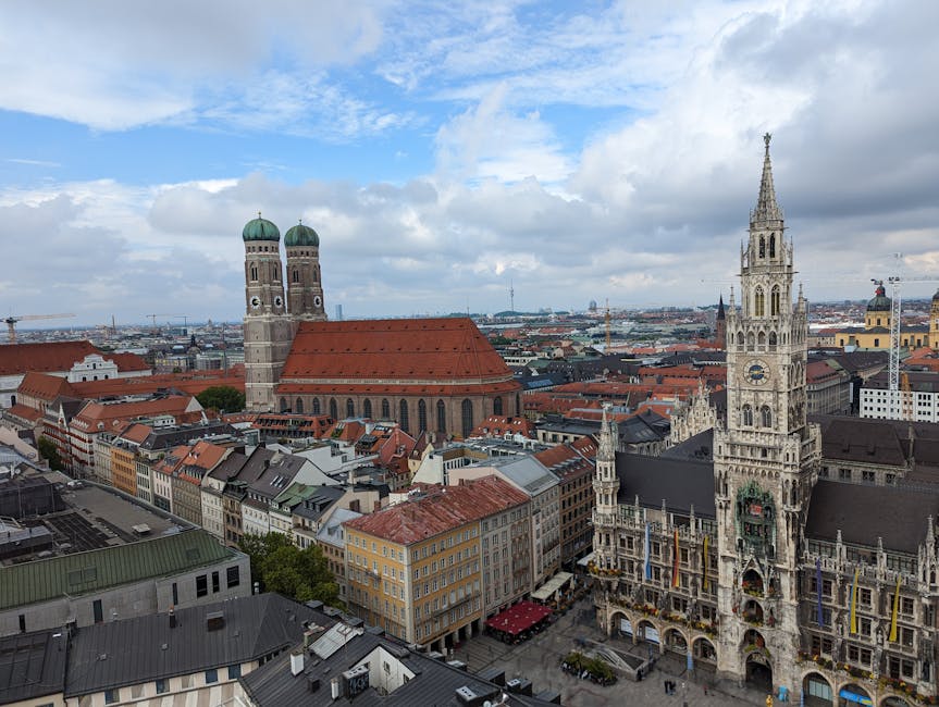 Munich cityscape with Frauenkirche and Marienplatz