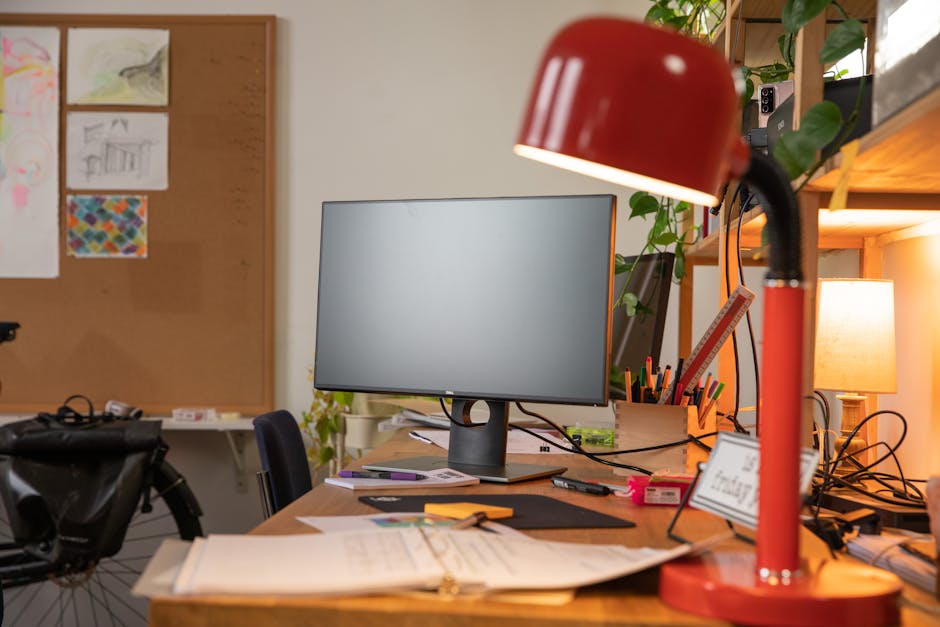 office desk with computer