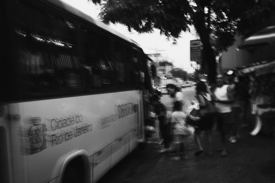 people riding bus in rio de janeiro