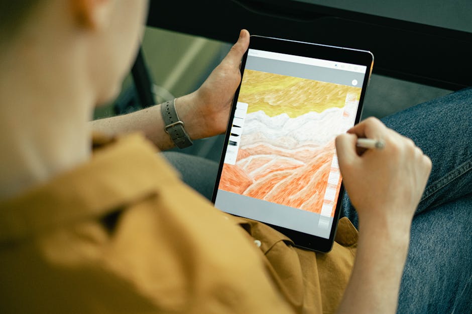 person sketching with AI generated art on screen