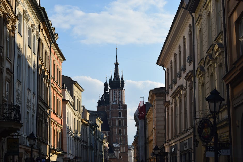 polish city street krakow