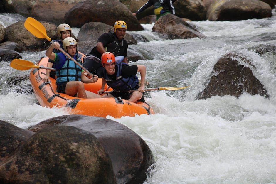 Rafting on a clear river in Brazil