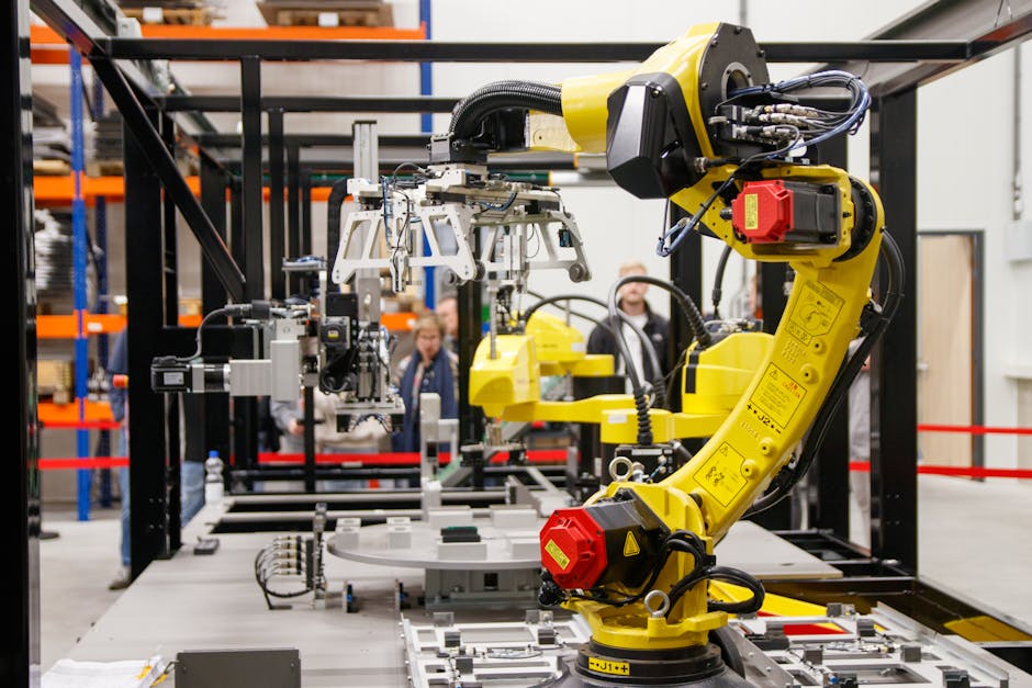 robot arm in modern factory setting