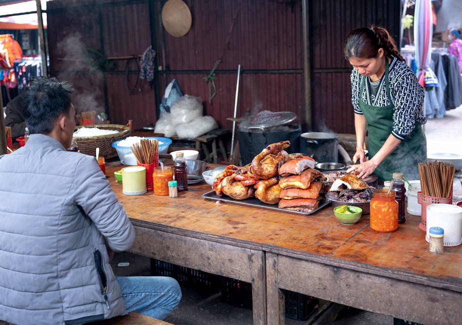 Street food vendor preparing meal