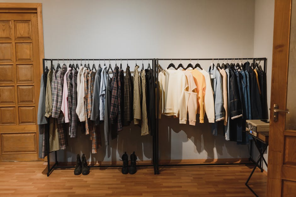 wardrobe organization clothes rack