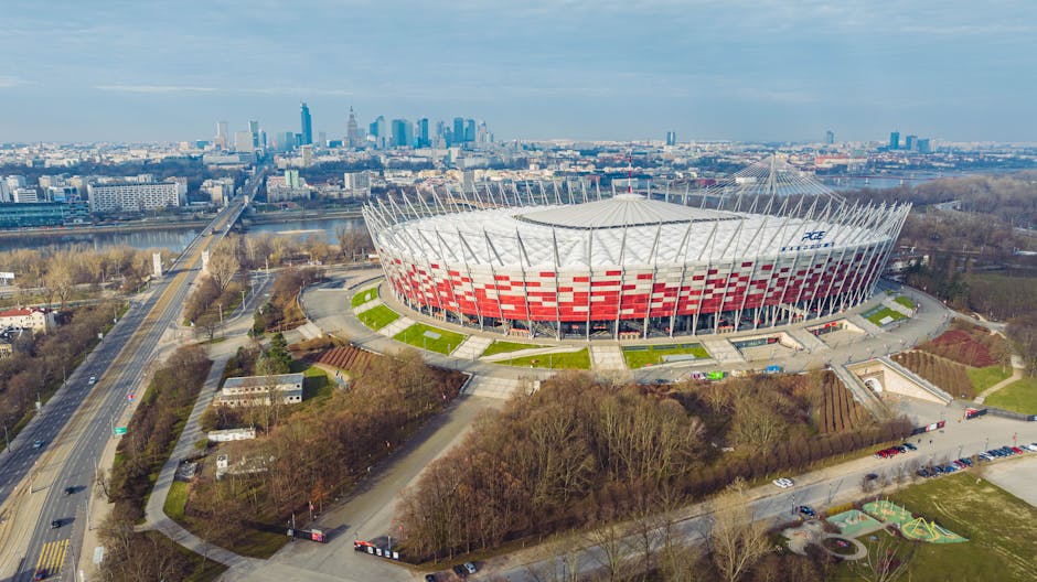 Warsaw cityscape with futuristic elements