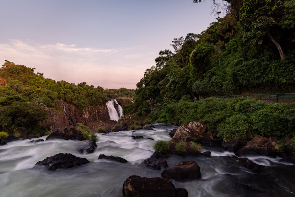 Waterfall in lush Brazilian forest