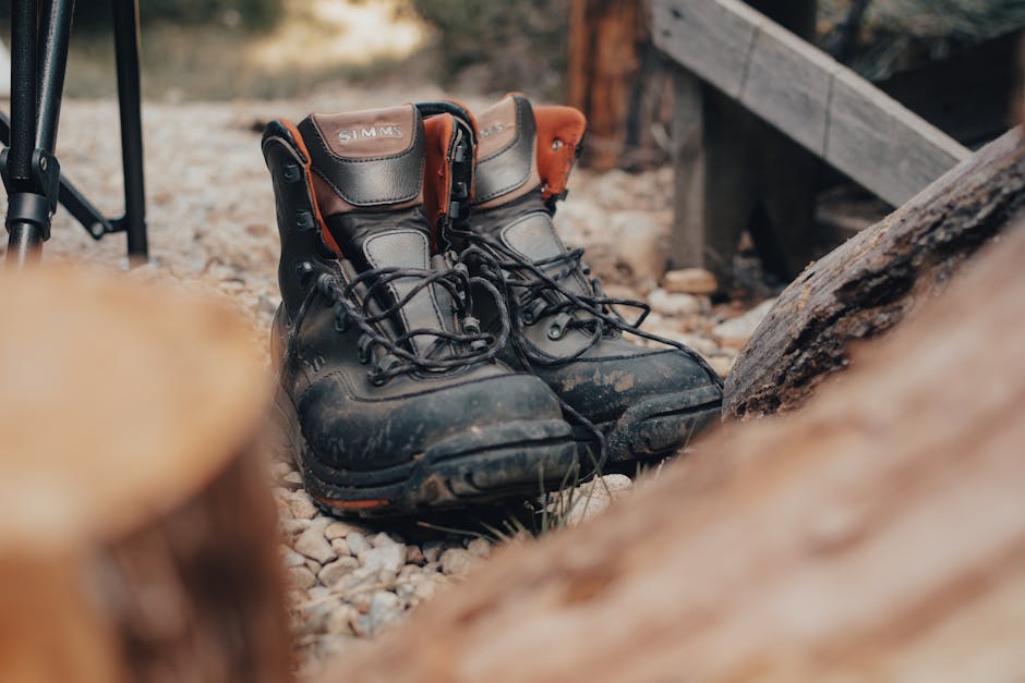 waterproof backpack and hiking boots