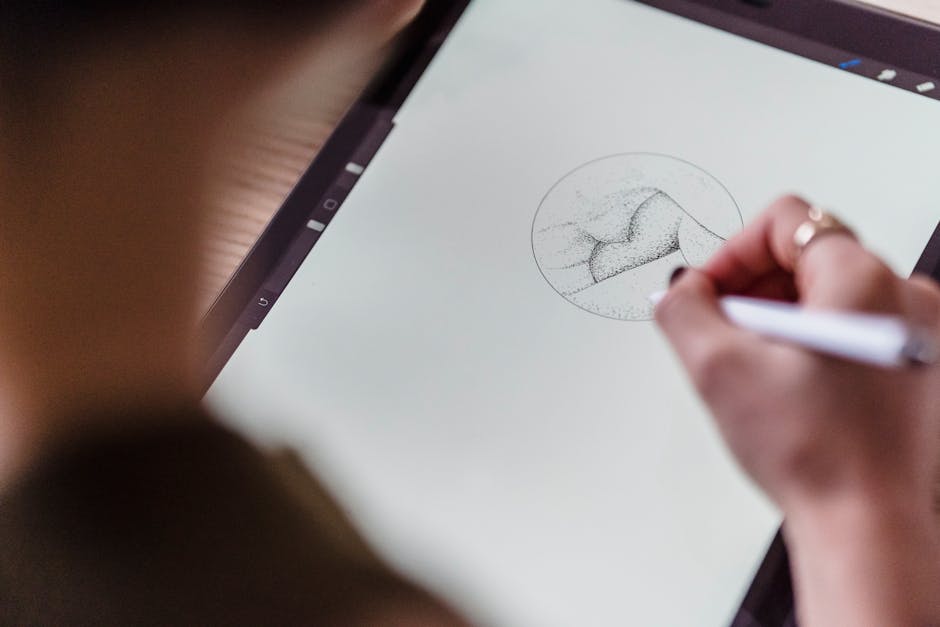 woman creating art with AI on tablet