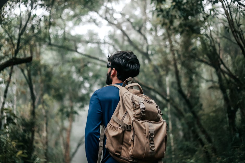 woman hiking in lush brazilian nature