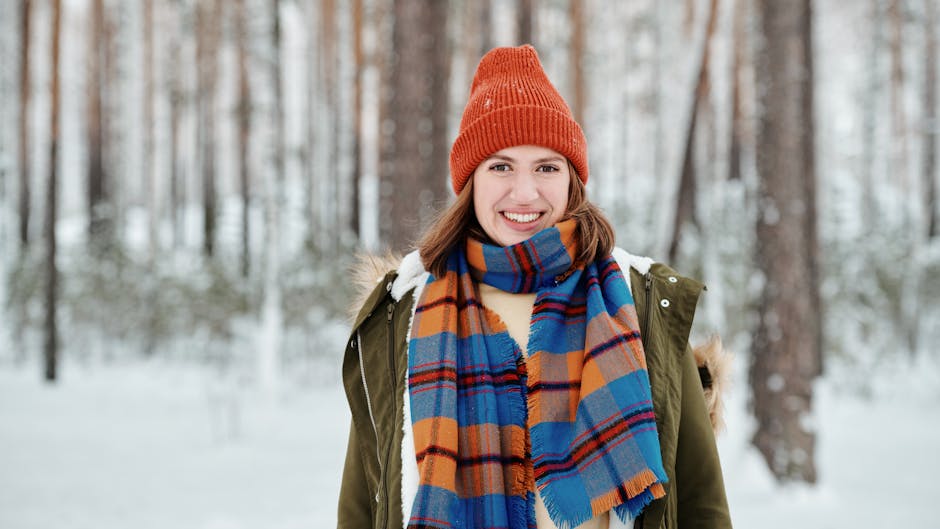 Woman layering clothes scarf