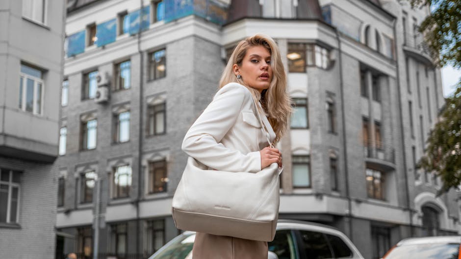 woman on a street with a stylish bag