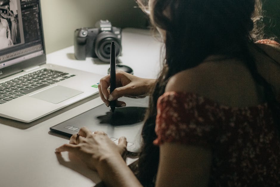 woman using AI content creation tool on tablet